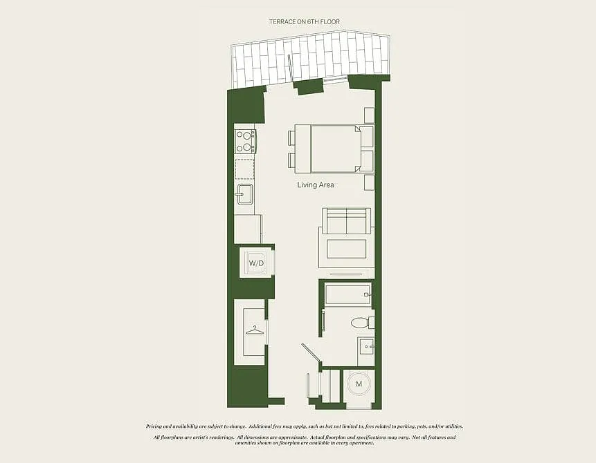 Floor plan Studio- 1 Bath | S07 - Reva