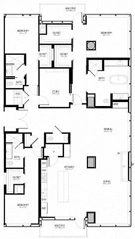 Floor plan 3 Bed 3.5 Bath with Den