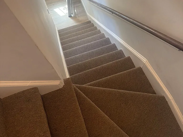 Brand new carpet on the front stairs.
