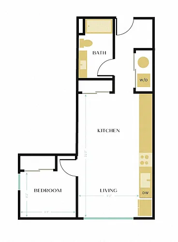 Floor plan A (1 BD/1BA)