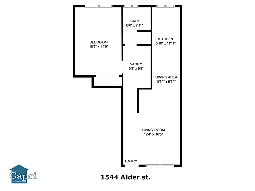 Floor plan Canterbury 1 Bedroom
