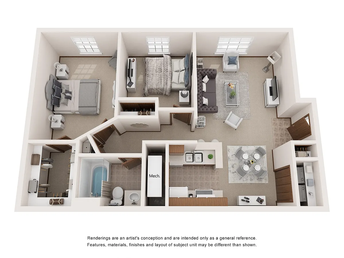 Floor plan Two Bedroom, One Bath