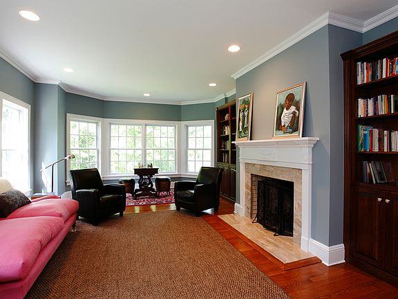 Library and fireplace