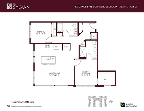 Floor plan Two Bedroom Apartment B-06