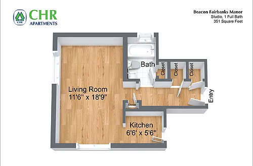 Floor plan Studio/1 Bath