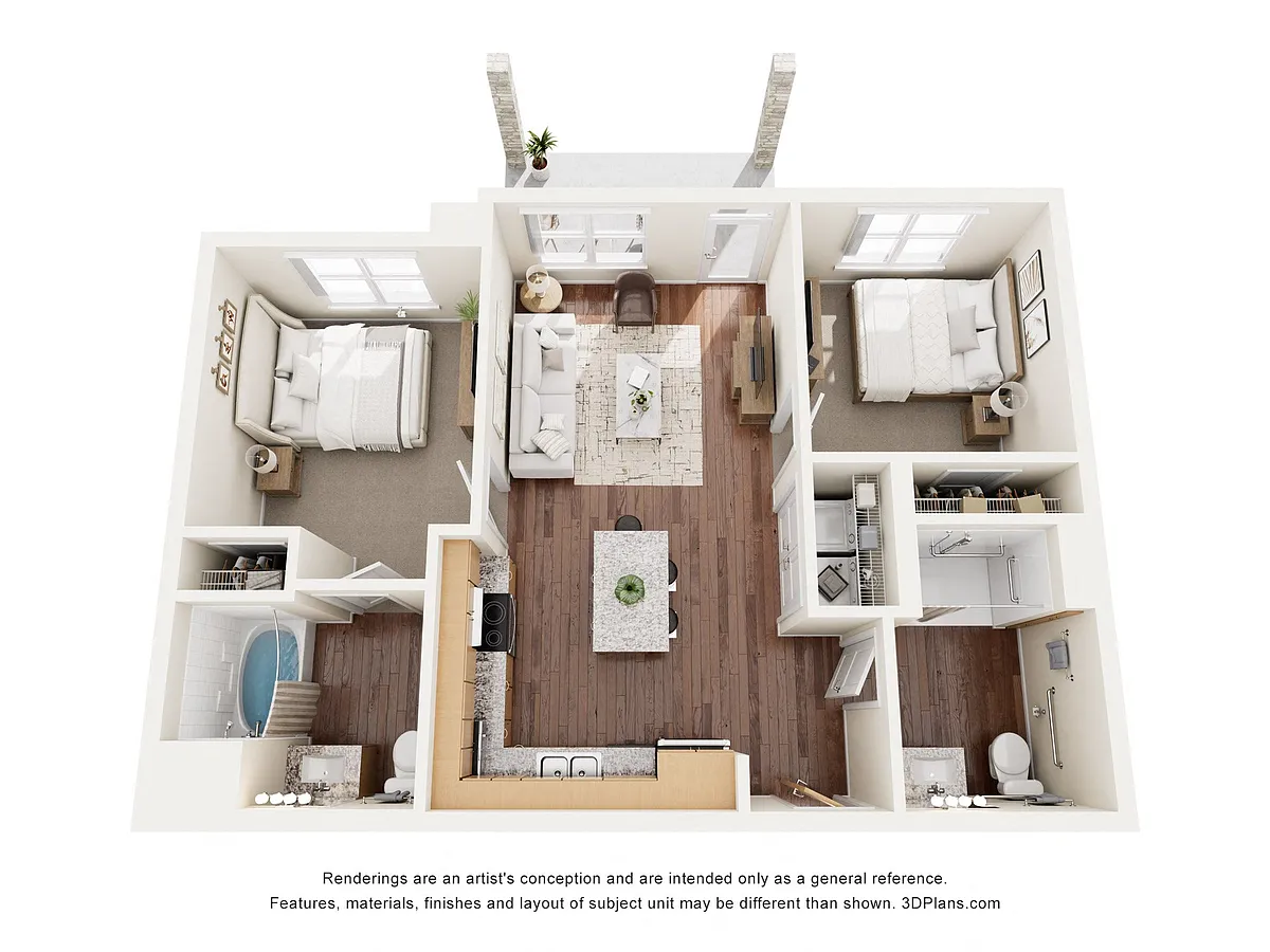 Floor plan 2AA (Wheelchair Accessible)