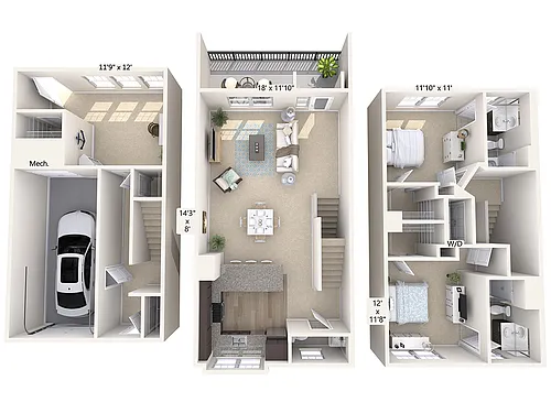 Floor plan B2T-1641sq-Stainless-den with windows