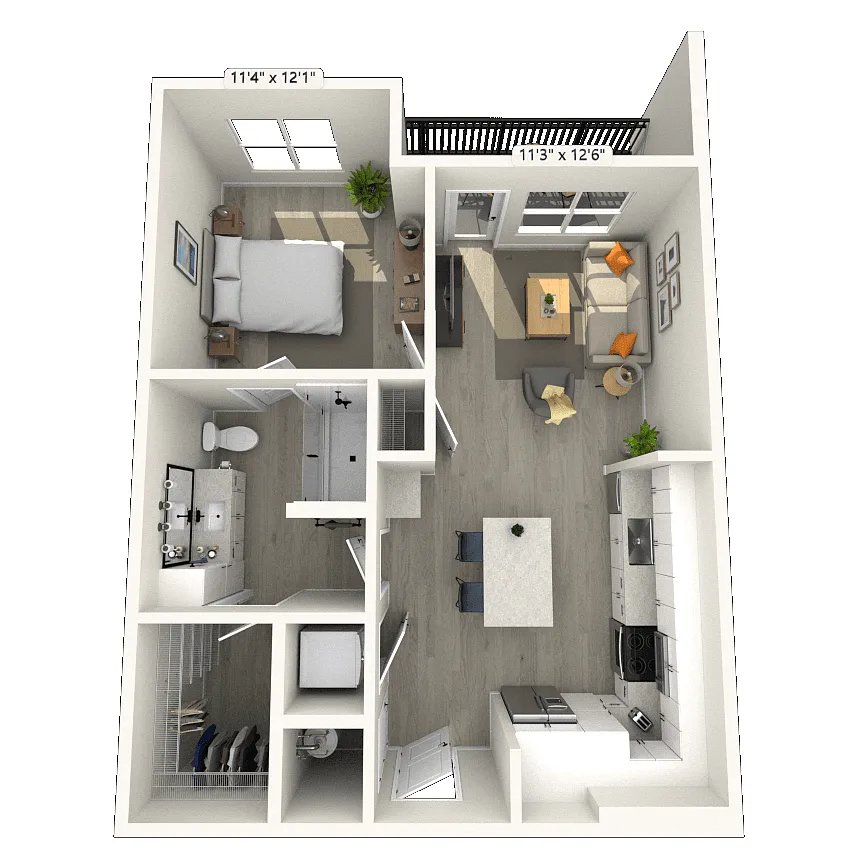 Floor plan A3 1x1 706 SF-FP