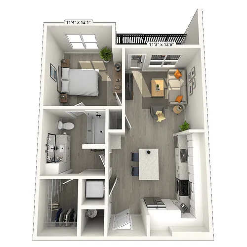 Floor plan A3 1x1 706 SF-FP