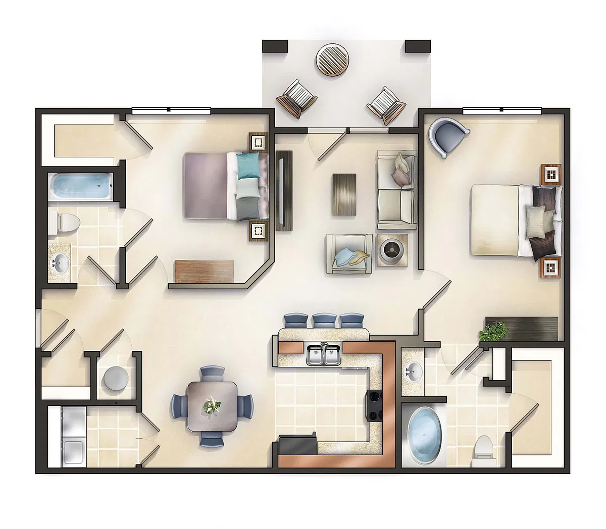 Floor plan The Oxford w/Balcony