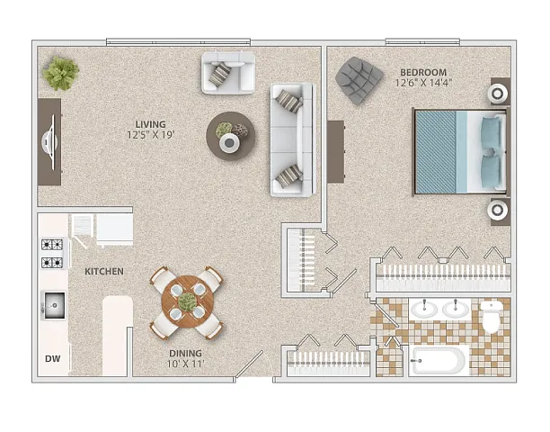 Floor plan One Bedroom One Bath