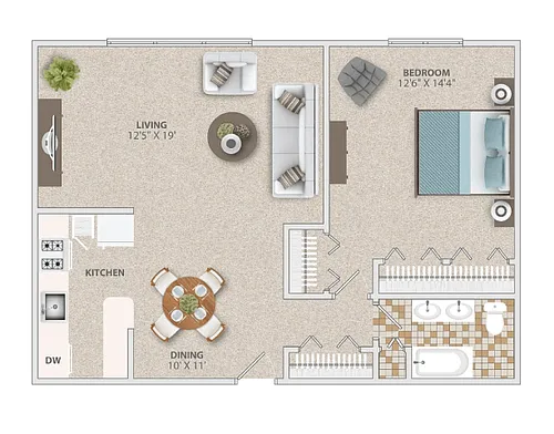 Floor plan One Bedroom One Bath