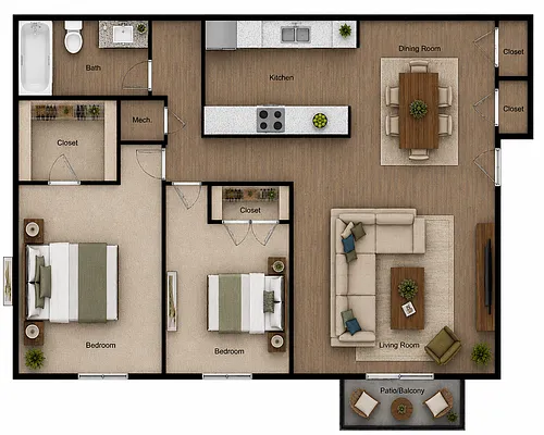 Floor plan 2x1 With Laundry