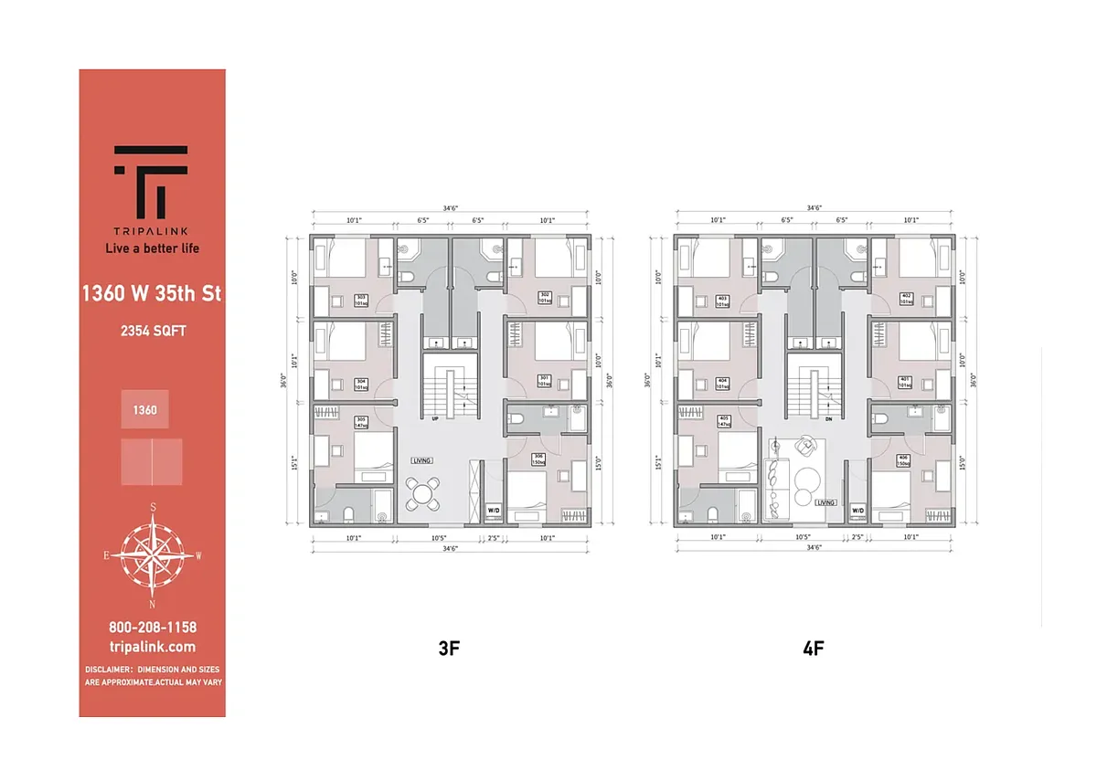 Floor plan Private Room in 1360 West 35th St