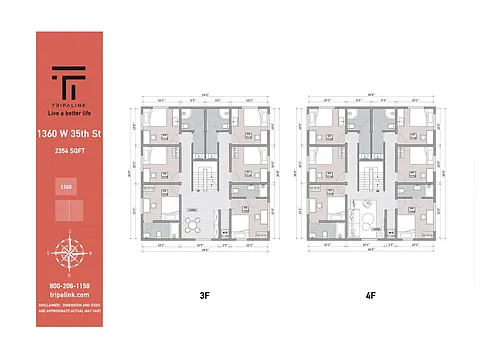 Floor plan Private Room in 1360 West 35th St