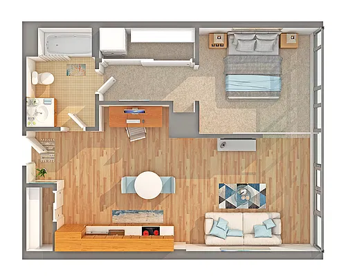 Floor plan 1X1 - C