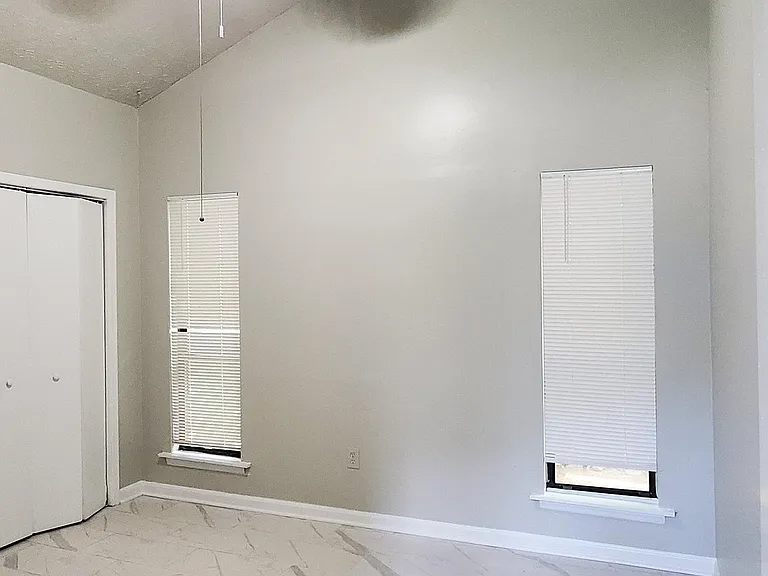 Downstairs bedroon with high ceiling