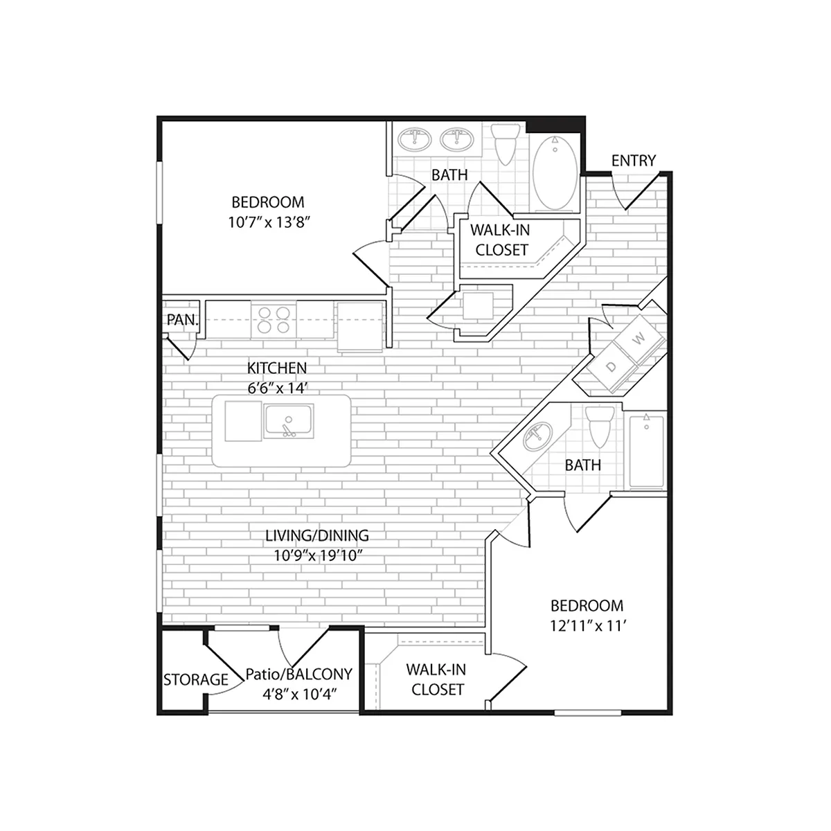 Floor plan B4A - Two Bedroom