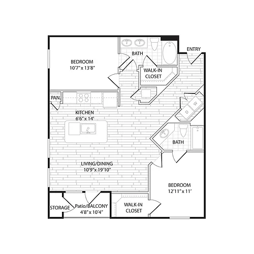 Floor plan B4A - Two Bedroom