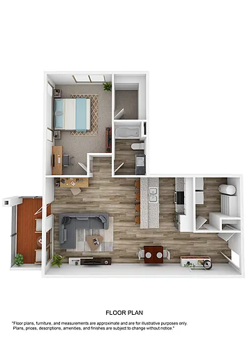 Floor plan A4 Chestnut - One Bedroom, One Bathroom