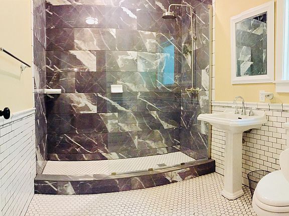 Beautiful new bathroom with a walk-in shower.