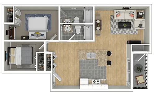 Floor plan 2 Bedroom / 2.0 Bath