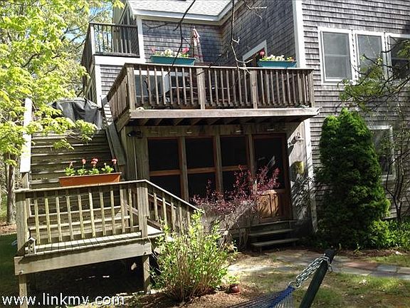 Outside stairway connects first to second