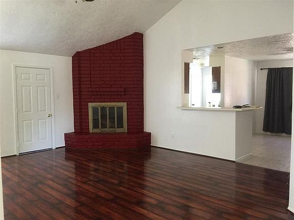 Corner fireplace in family room