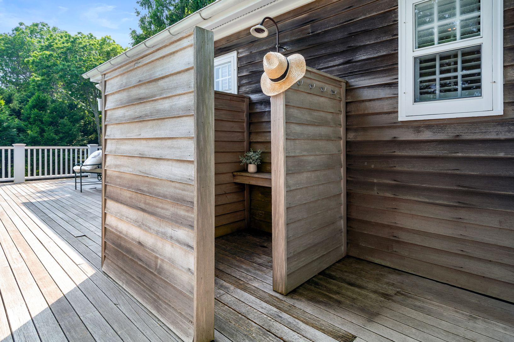 Second floor outdoor deck shower