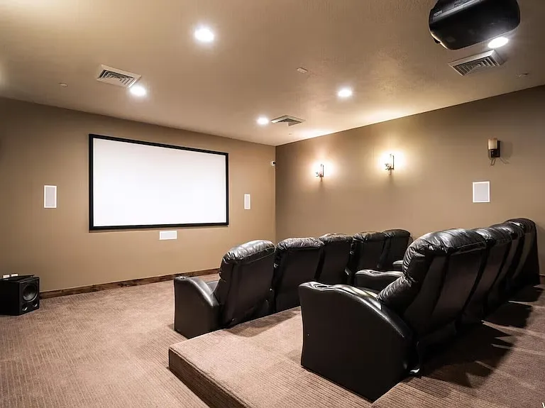 Enjoy movie night in the newly remodeled movie theatre at clubhouse