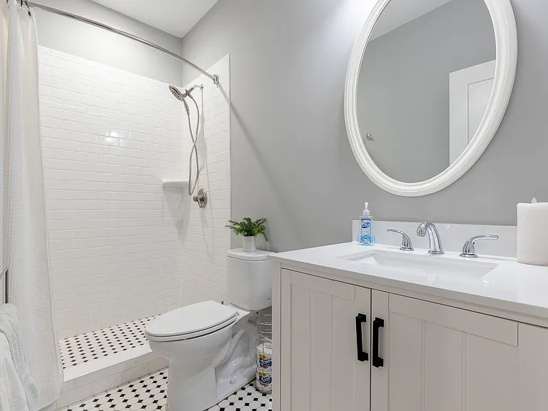 Large spa bathroom with plenty of room to hang towels