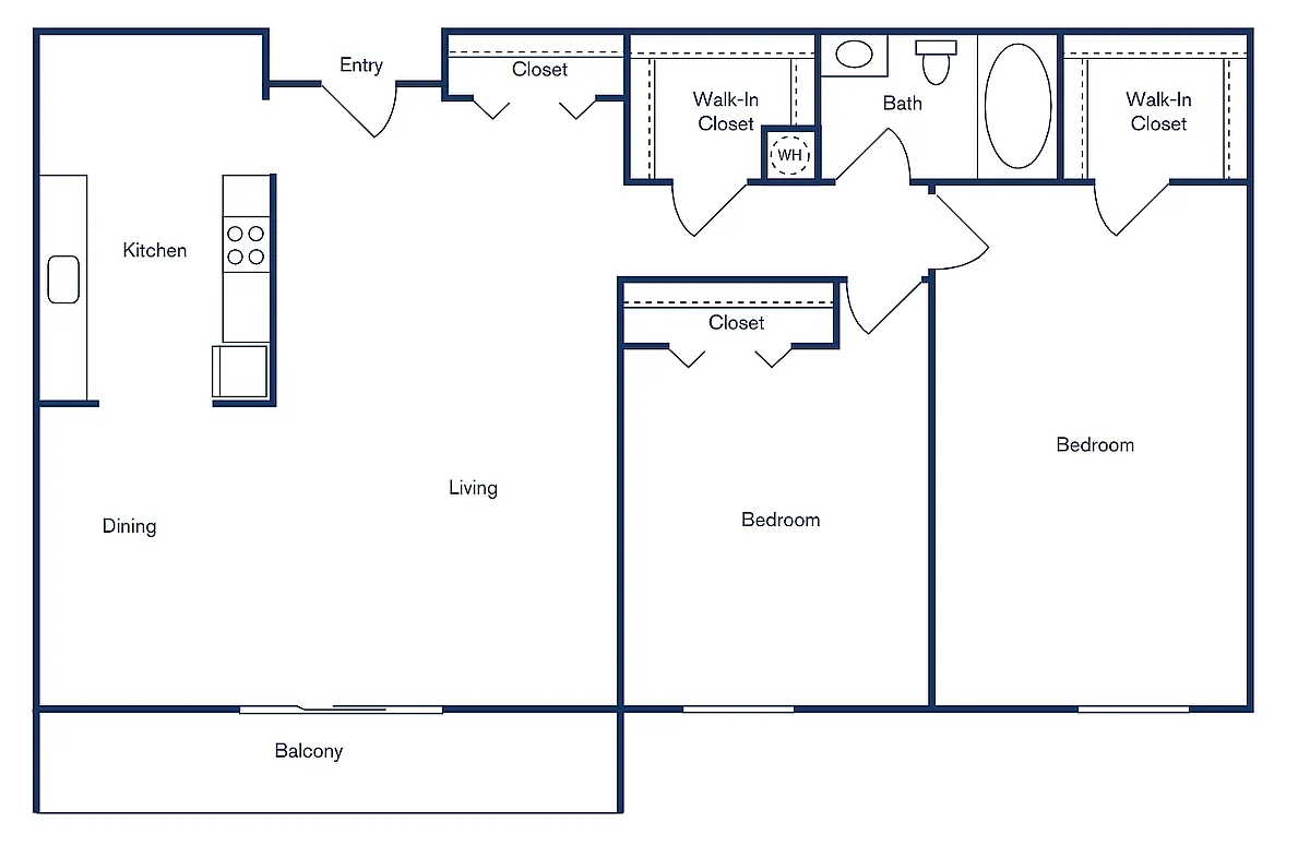 Floor plan 2x1R - (Renovated)