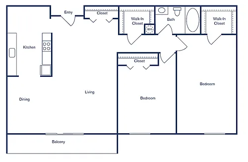 Floor plan 2x1R - (Renovated)
