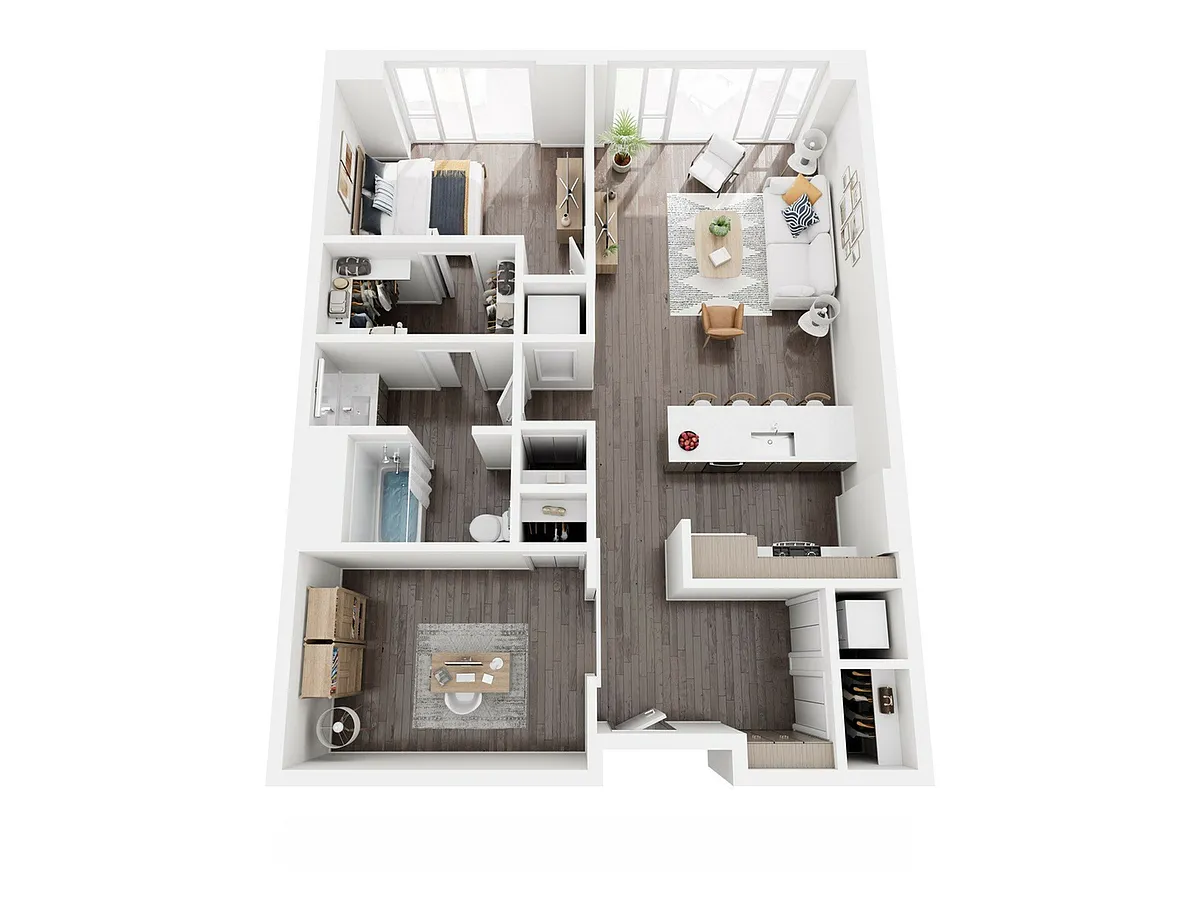 Floor plan 1 Bed + Den, 1 Bath U
