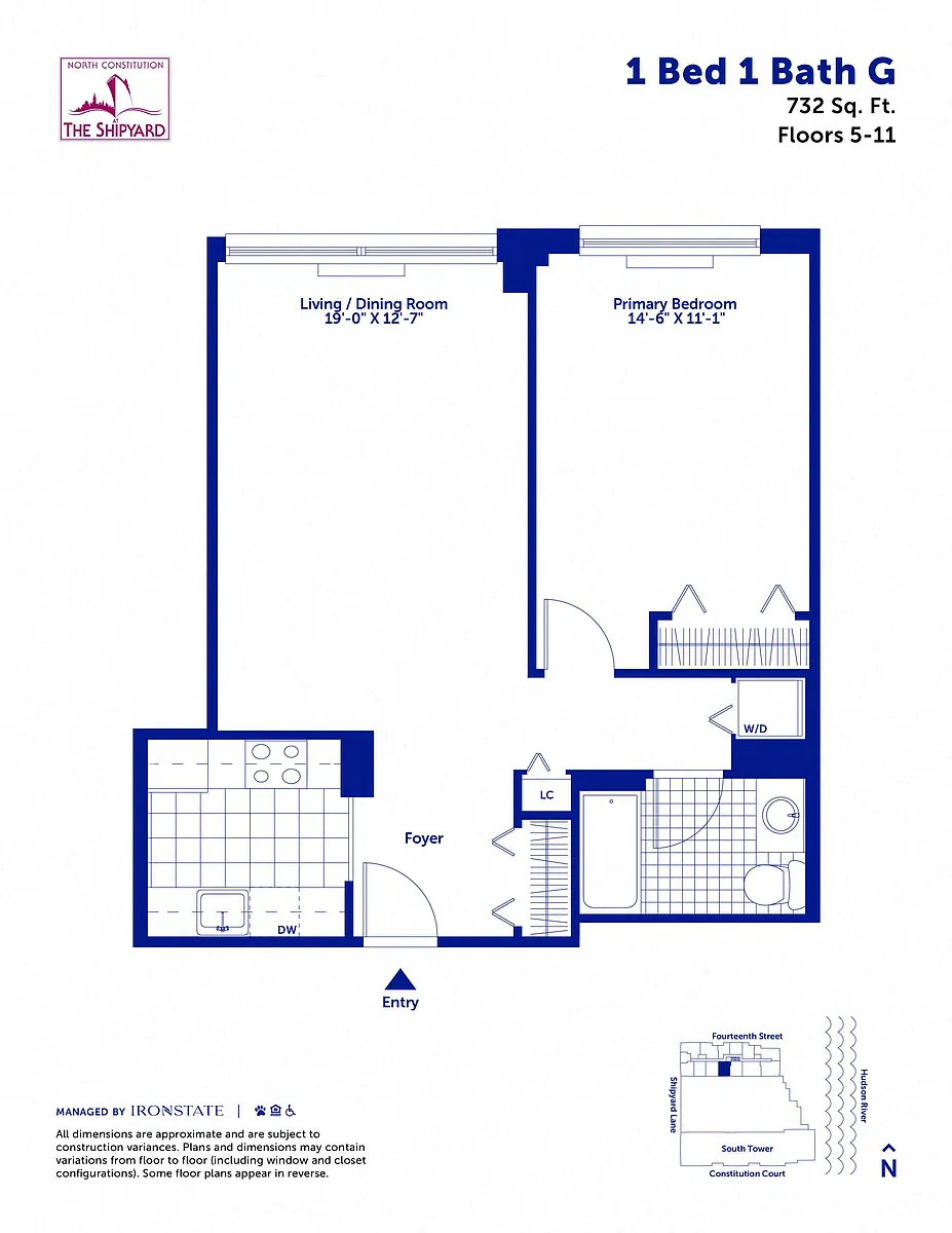 Floor plan 1 Bed 1 Bath G