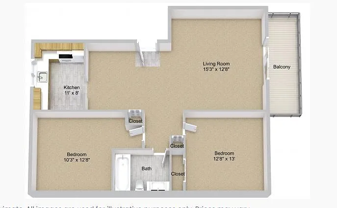 Floor plan 21B- Small 2 Bed 1 Bath
