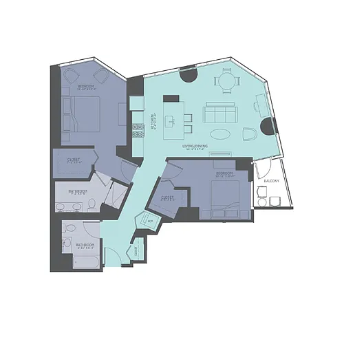 Floor plan 2 Bedroom 11-Tower