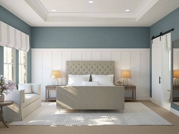 Primary suite with decorative feature wall