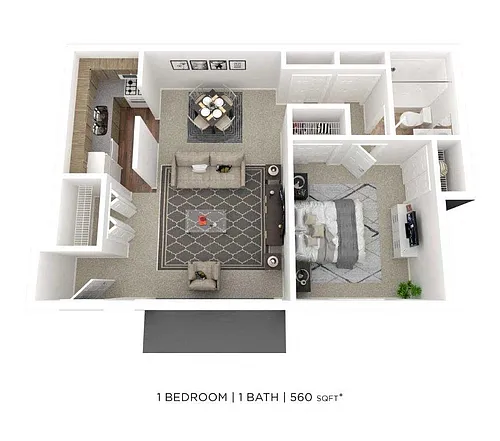 Floor plan One Bedroom - 560 sqft