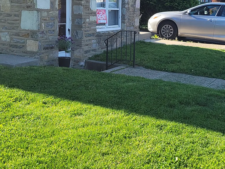 Front lawn of building