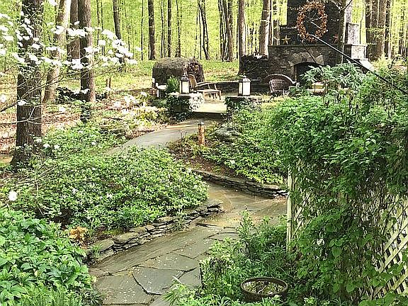 Amazing outdoor fireplace.