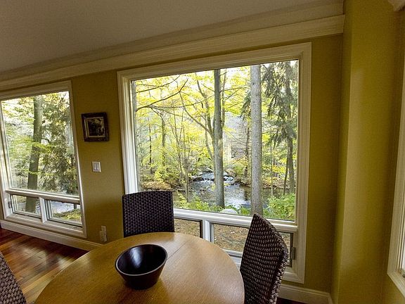 Picture windows overlooking river