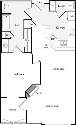 Floor plan 1 Bedroom C