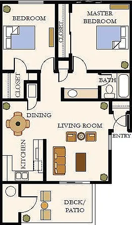 2bd/1ba Redwood Floorplan 2bd/1ba Redwood Floorplan
