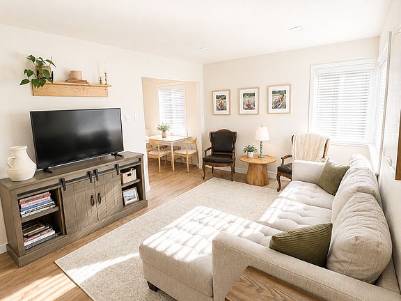 Natural light floods the living room