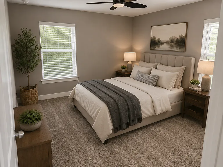 Bedroom 3 upstairs. Virtually staged.