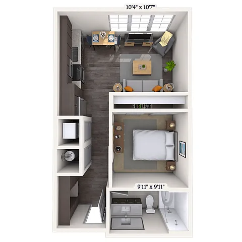 Floor plan Studio 0x1 540 SF