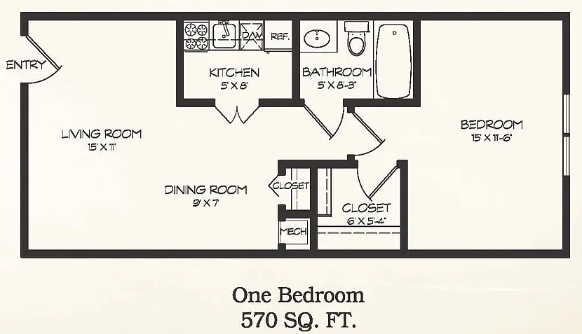 Floor plan 1 Bedroom