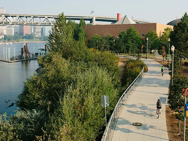 Waterfront trail perfect for biking and outdoor activities.