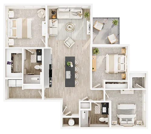 Floor plan Two Bedroom - 70 Percent AMI